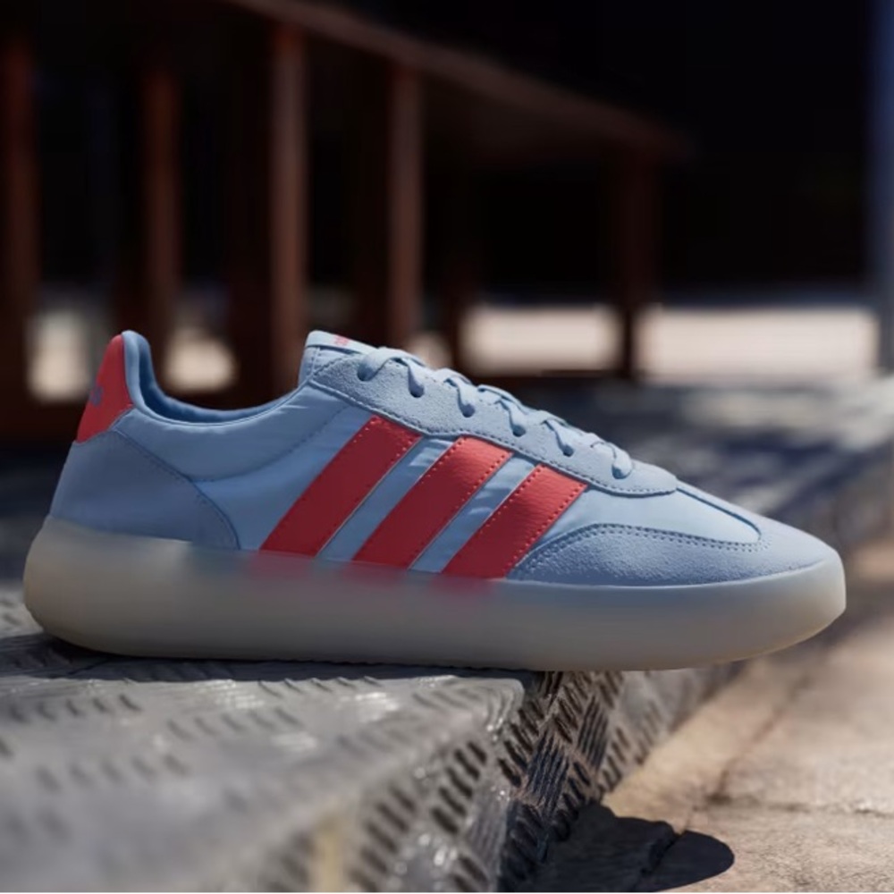 Adidas Men's Light Blue and Red Sneakers - Picture 3 of 4